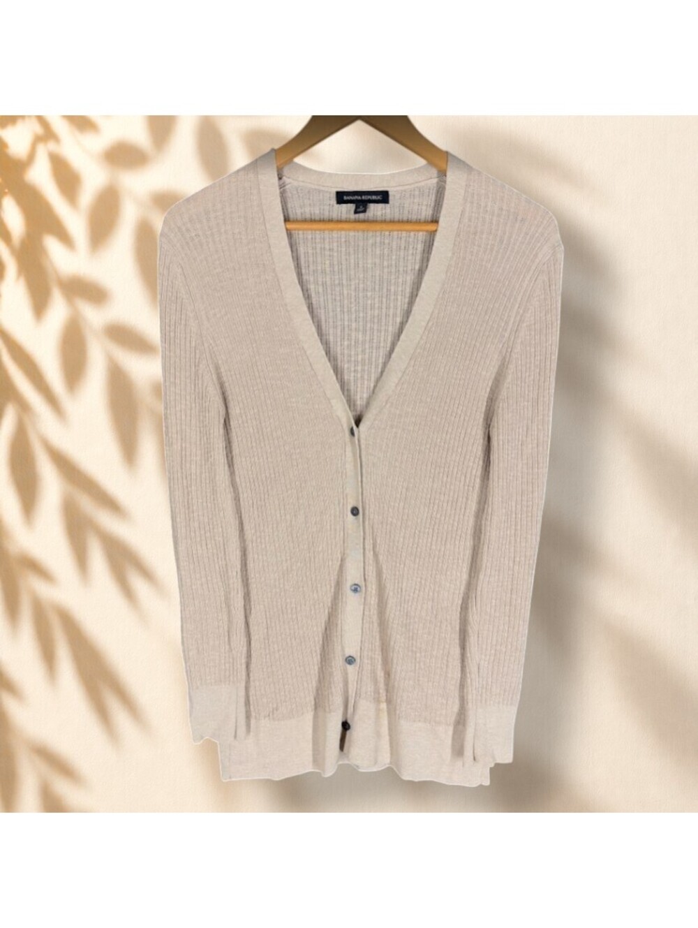 Banana Republic Cardigan Women S Small Brown Knit Linen Button Up V-Neck Soft